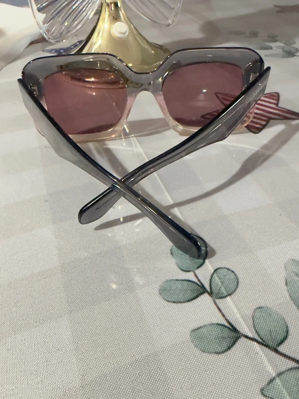 Diff Eyewear Ombre Gray to Pink Square Sunglasses with Rose-Tinted Lenses